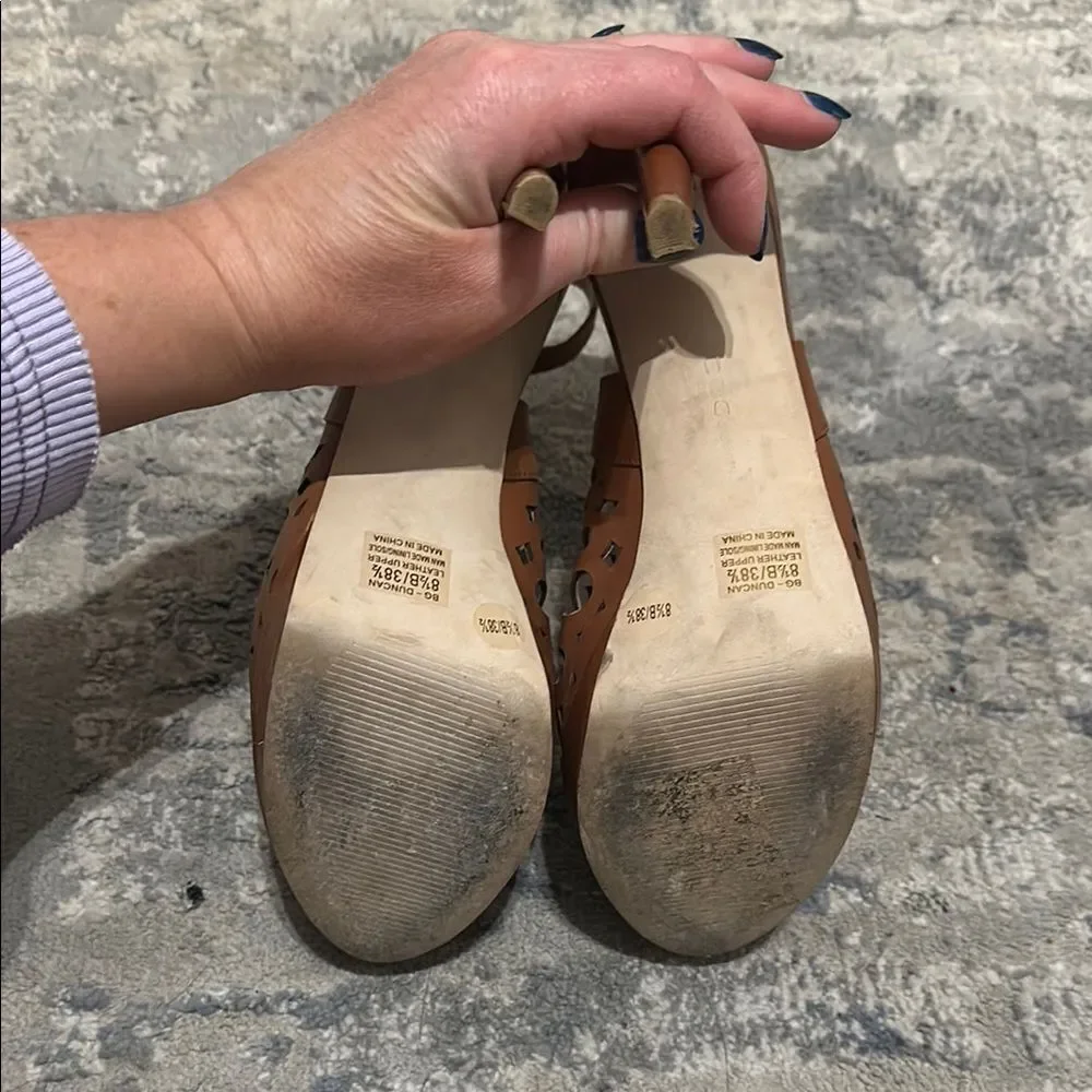 BCBGeneration Brown Peep Toe Platform Slingback‎ Heels Size 8.5 - Picture 4 of 4